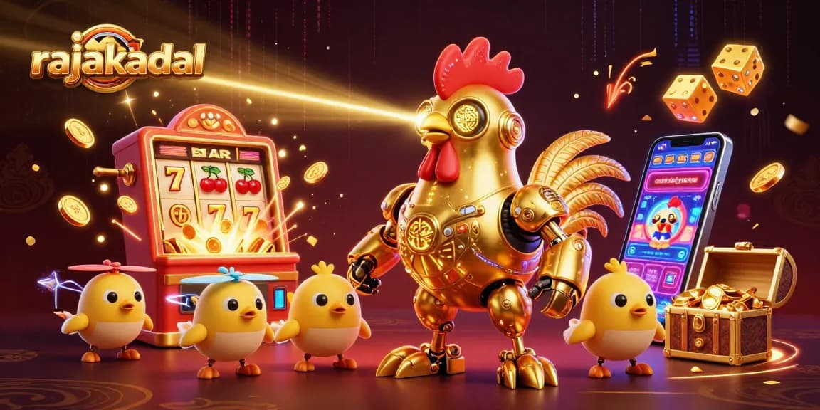 Mainkan rajakadal dengan mesin slot 3D yang menarik dan simbol keberuntungan mengelilingi karakter robot unik.
