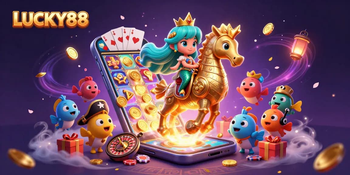 LUCKY88 offers thrilling gaming adventures with a mermaid princess and vibrant sea creatures.