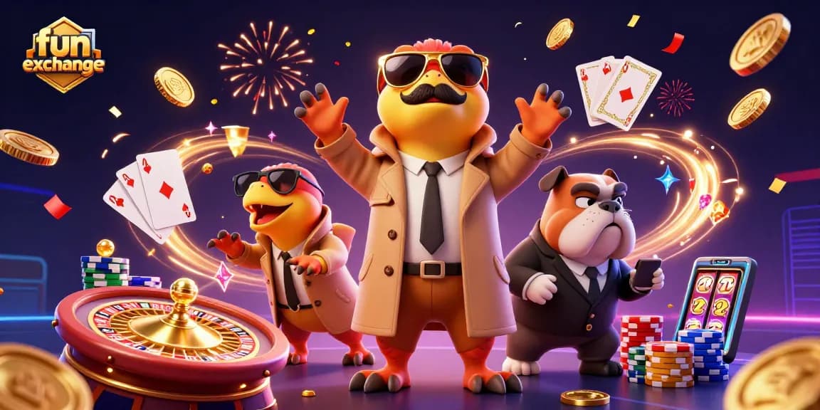 Experience the fun exchange with raptors in a trench coat at a lively VIP casino.