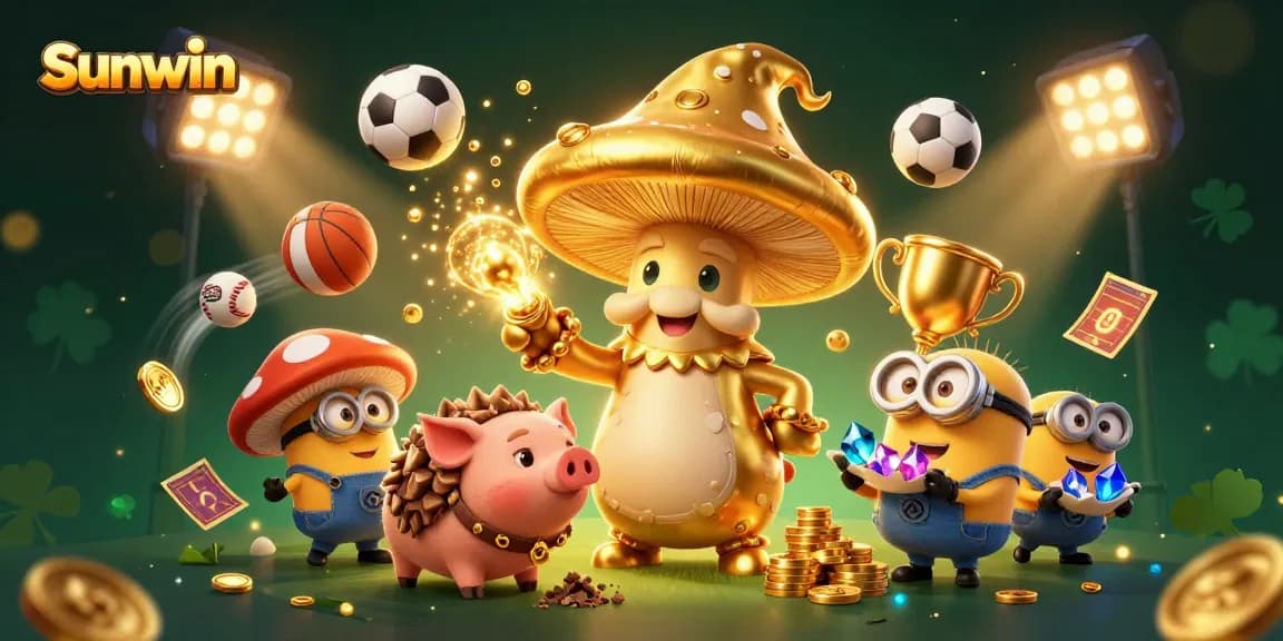 Sunwin delivers magical sports betting action with a golden mushroom wizard and dynamic game elements.
