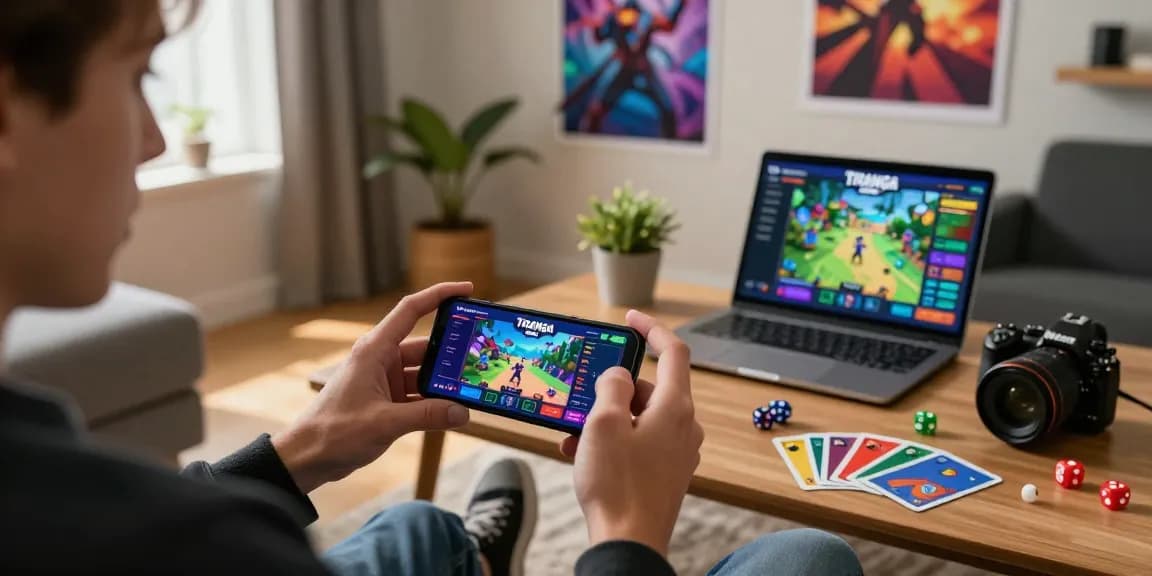 Tiranga Game player enjoying vibrant gaming experience on smartphone in cozy room