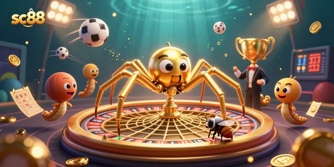 sc88 players experience excitement betting with golden spider and casino elements in a dynamic 3D scene