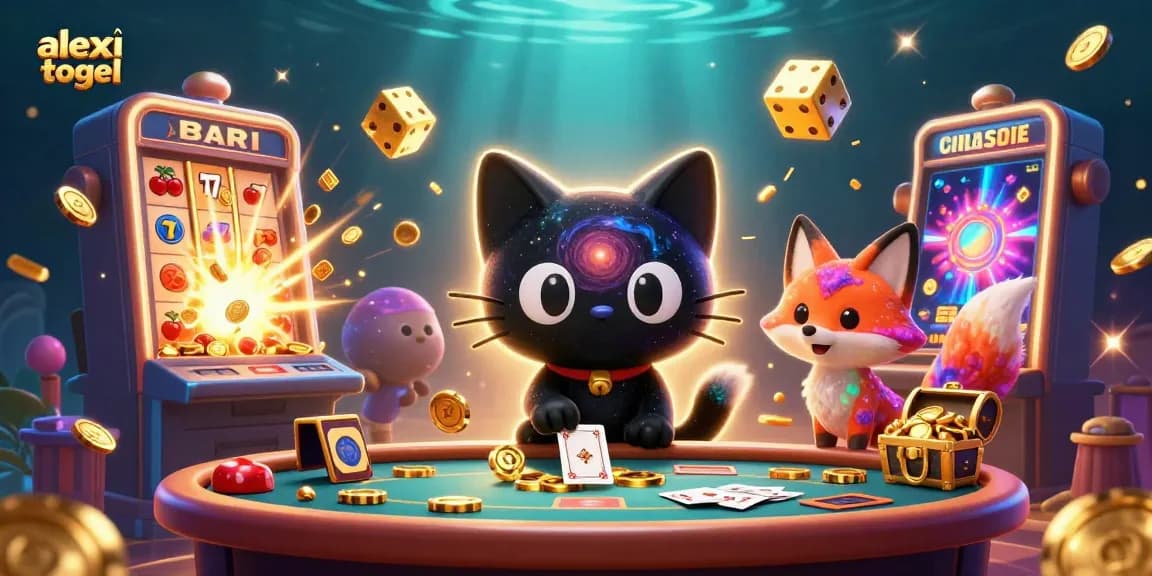 Mainkan permainan slot menguntungkan di alexistogel dengan kucing hitam galaksi yang menarik chip emas.