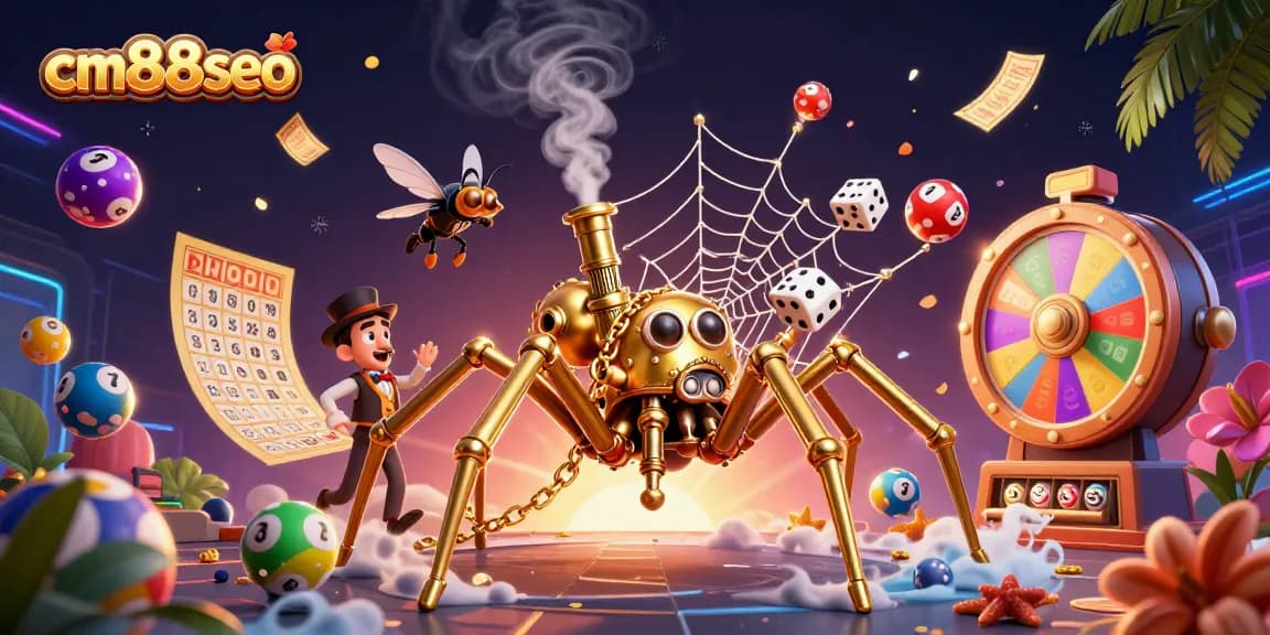 Engage with cm88seo for thrilling lottery dynamics, featuring colorful balls and exciting gaming elements.
