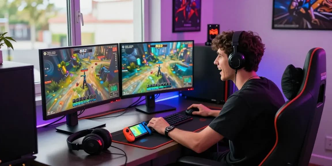 Player engaging in a B52 gaming experience at a modern setup with vibrant graphics.