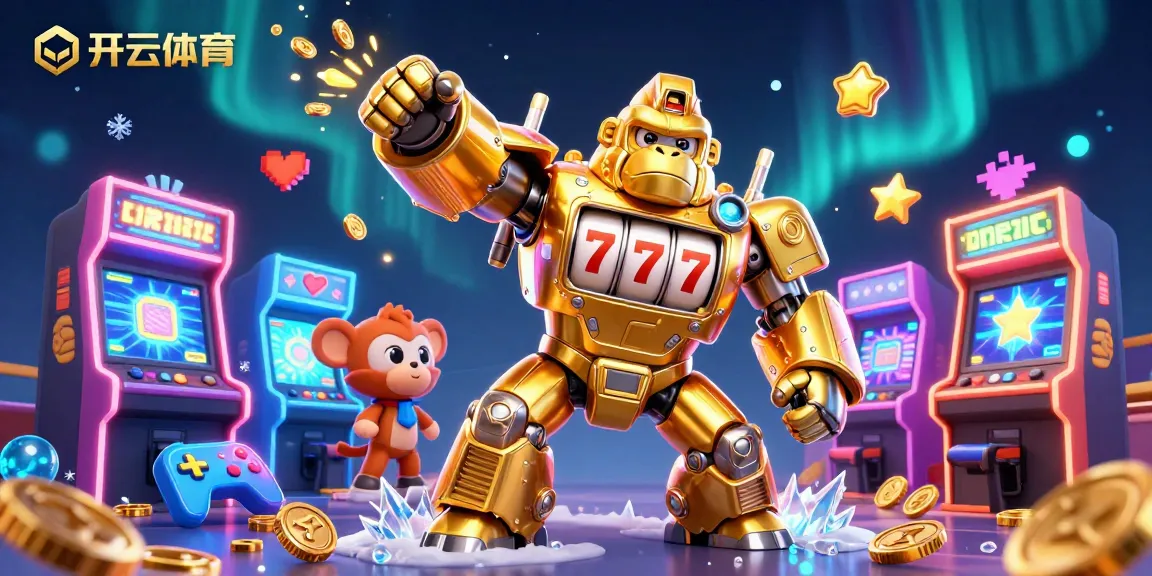 Experience exciting gameplay at 开云体育 featuring a golden gorilla mech and arcade elements.