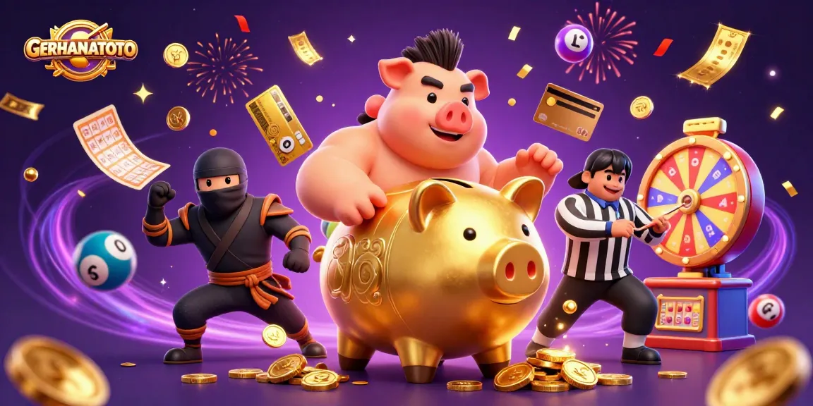 GERHANATOTO menghadirkan suasana menarik dengan karakter celengan, ninja, dan samurai dalam dunia perjudian.