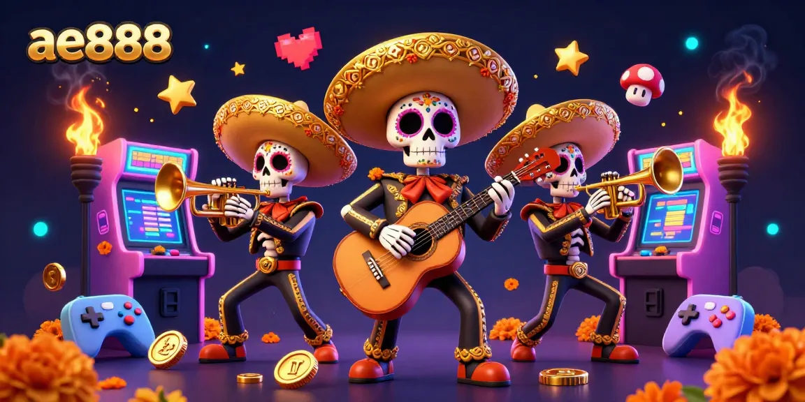 Experience the vibrant celebrations of ae888 with a lively mariachi band amidst a colorful casino atmosphere.