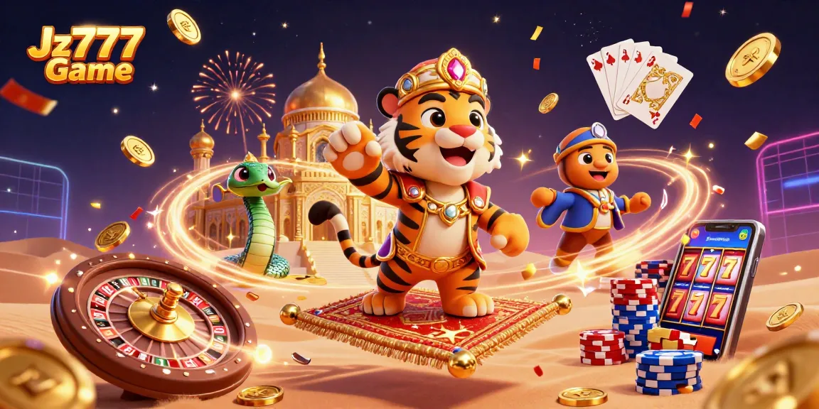 Experience the thrill of Jz777 Game with a vibrant Arabian Nights theme, featuring a tiger sultan and treasures.