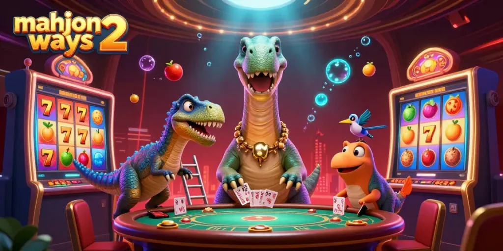 Witness thrilling gameplay action in mahjong ways 2 as colorful slot reels spin and jackpot counters illuminate the scene.