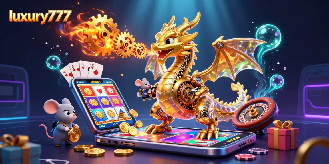 Luxury777 memberikan pengalaman bermain slot menawan dengan naga berputar dan koin emas berjatuhan.