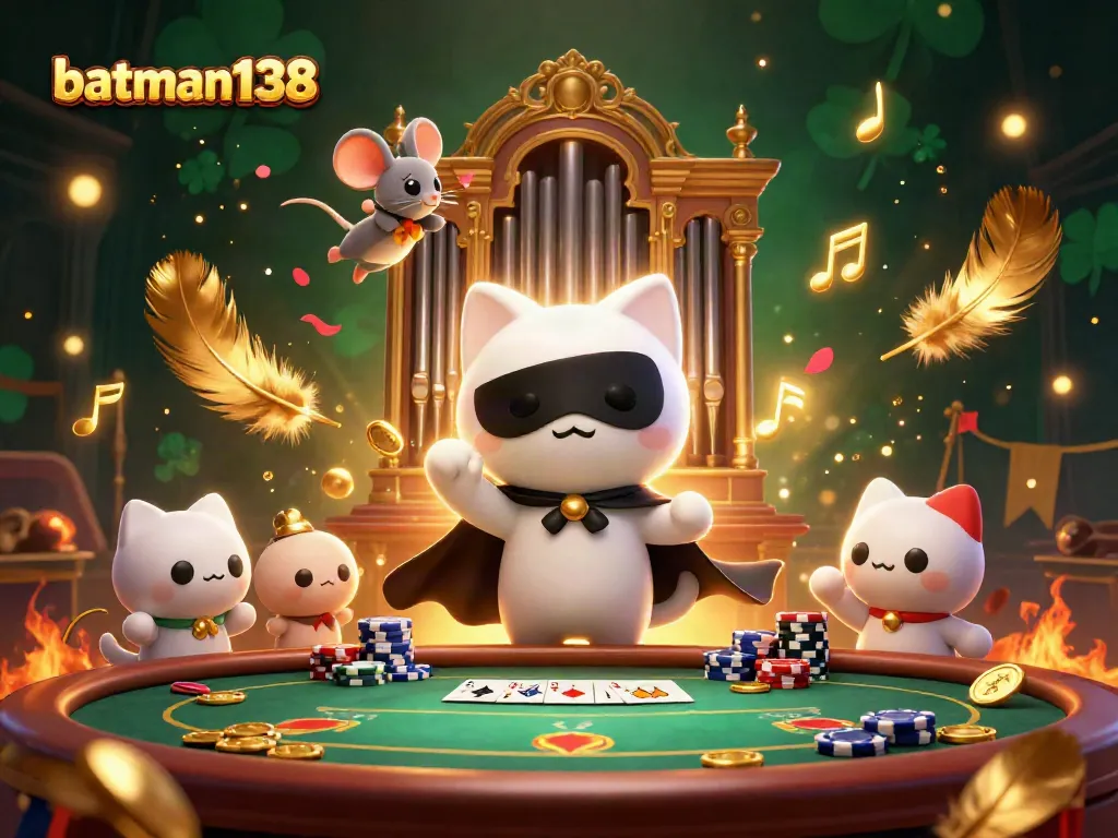 Engage in thrilling poker action with batman138 at a lively casino scene filled with sparkling elements.