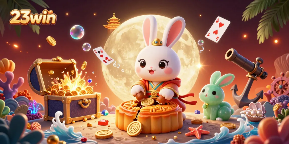 Experience thrilling gaming action with 23win's vibrant casino illustration showcasing a mythical moon scene.