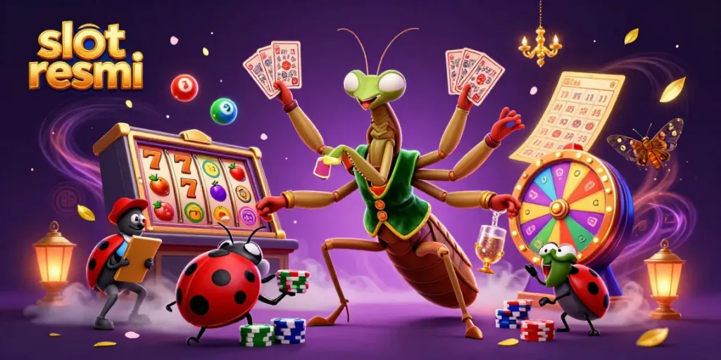Experience the excitement of slot resmi games with vibrant characters and dynamic elements in this colorful illustration.