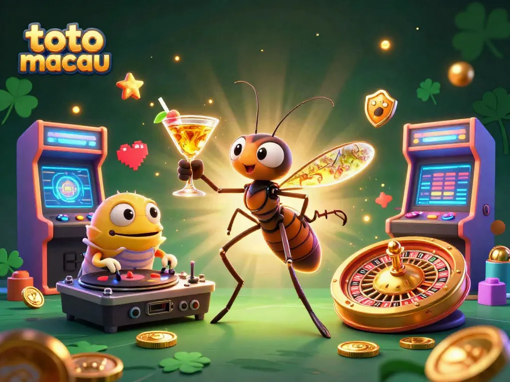 Menang taruhan toto macau dengan informasi akurat dan visual menarik yang menampilkan karakter dan elemen kasino.