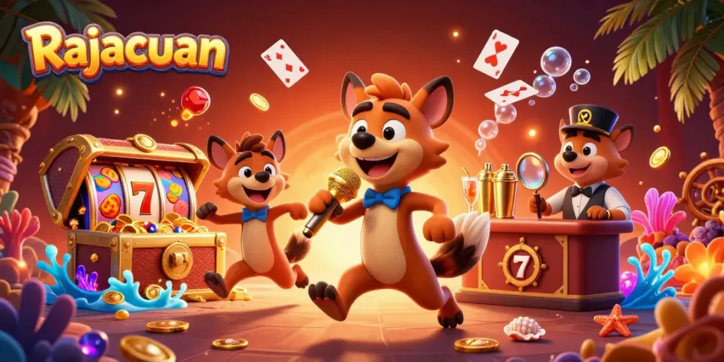 Experience the excitement at Rajacuan's vibrant casino with hyenas performing comedy and bartending amid dazzling displays.
