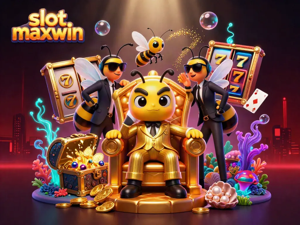 Experience thrilling wins at slot maxwin with a vibrant 3D casino scene filled with rich visual details.