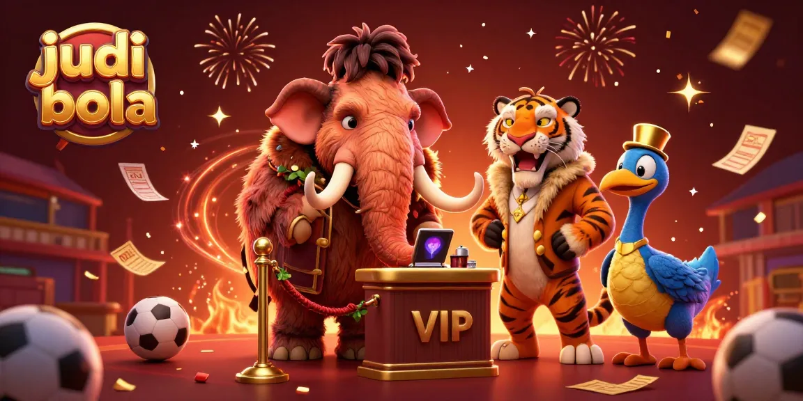 Engage in judi bola with a woolly mammoth bouncer and VIP guest in a vibrant casino scene.