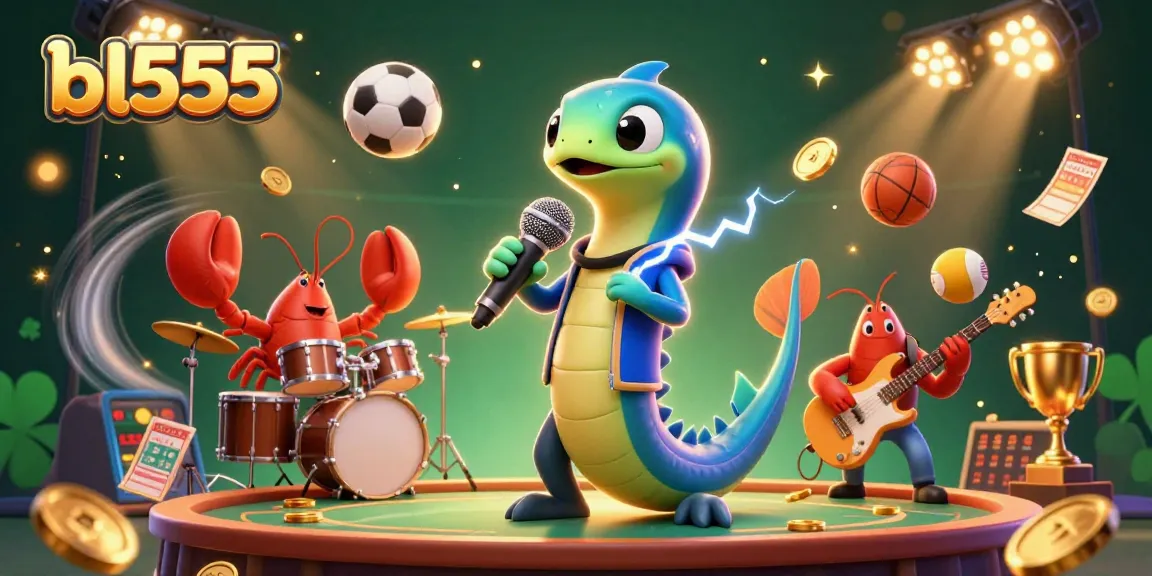 Experience the lively atmosphere of bl555 with an electrifying underwater casino scene featuring a DJ eel and vibrant game elements.