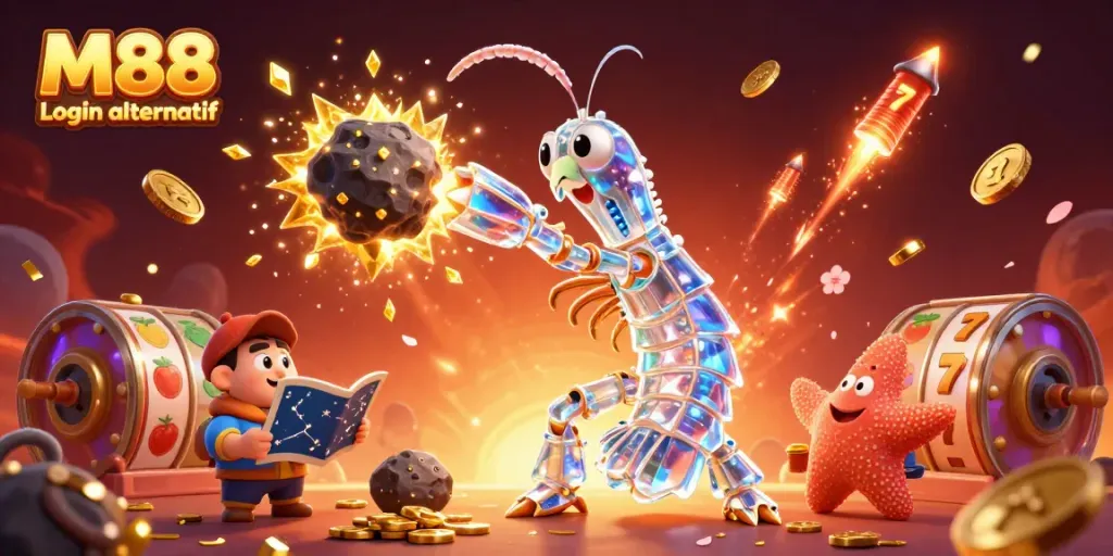 Experience the thrill of M88 Login alternatif with dynamic casino elements and vivid characters.