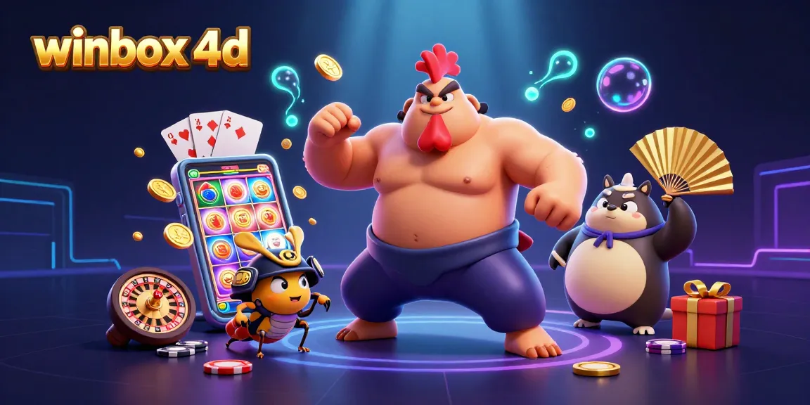 Experience winning thrills with the vibrant winbox 4d gaming scene, featuring dynamic characters and exciting casino elements.