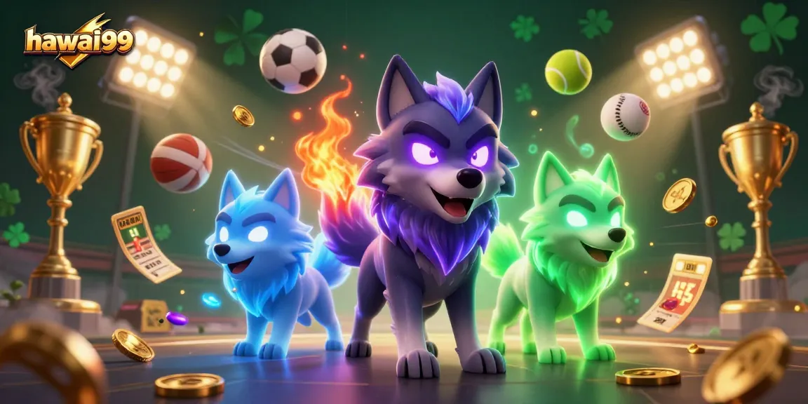 Experience thrilling gameplay with hawai99 as ghostly wolves lead the fun in an energetic casino scene.