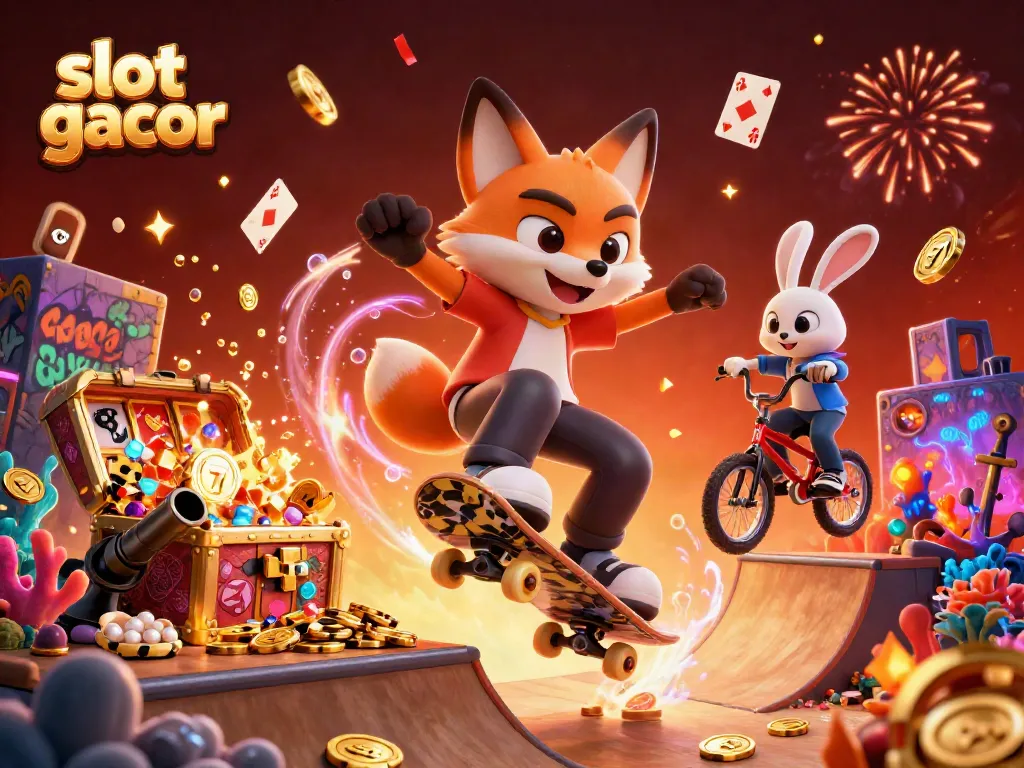 Experience the thrill of slot gacor with a vibrant illustration showcasing dynamic casino elements.