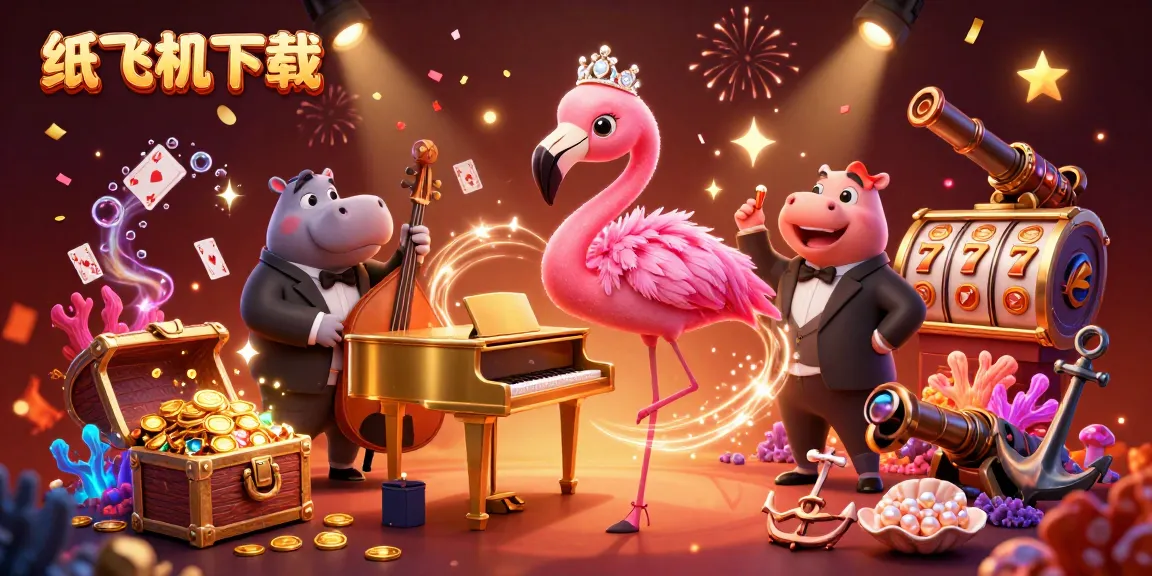 Experience the excitement of 纸飞机下载 in a vibrant casino scene filled with gold coins and playing cards.