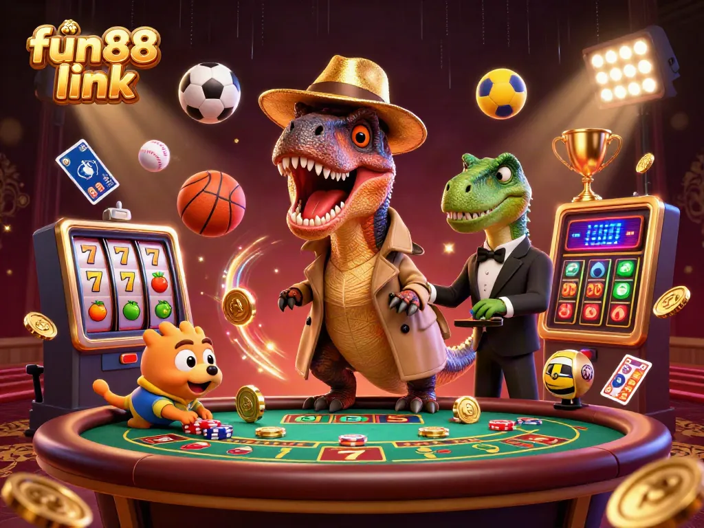 Engage with fun88 link through thrilling blackjack action featuring animated dinosaur characters.