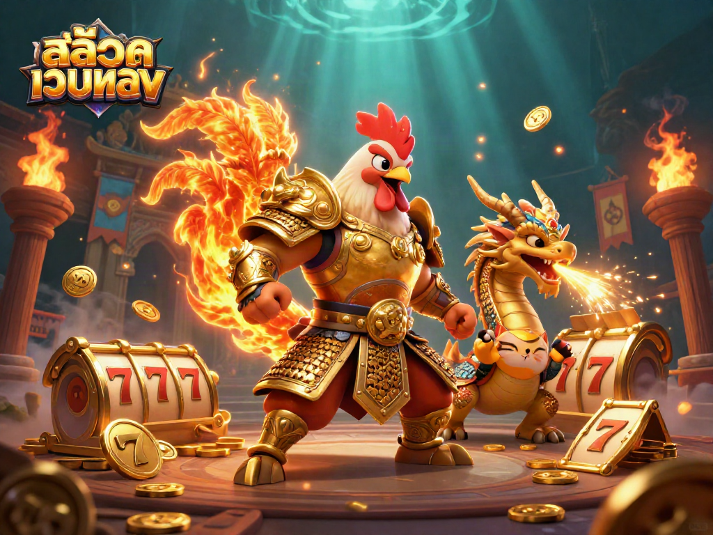 Experience the thrill of สล็อตเว็บตรง with a dynamic casino scene featuring unique characters and vibrant elements.
