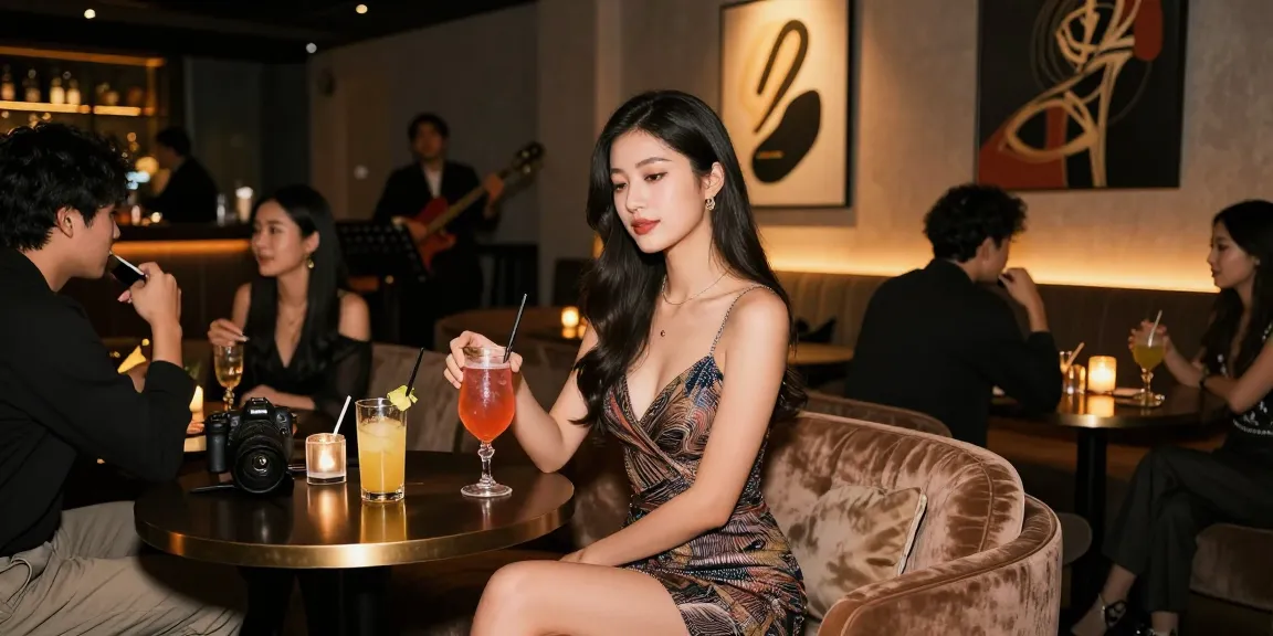Call girls enjoying a sophisticated evening at a chic lounge bar with elegant drinks and ambiance.