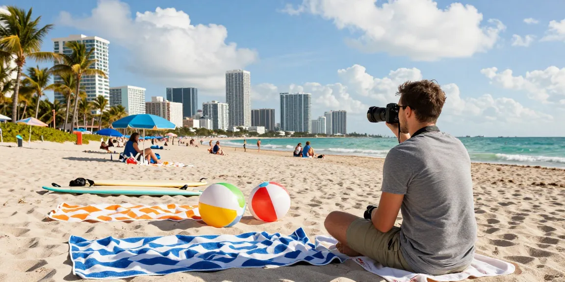 Pengunjung menikmati pantai Miami sambil mengabadikan momen dengan kamera di https://miami4d.com/ dengan suasana cerah dan menyenangkan.