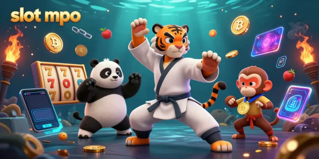 Engage with slot mpo as the kung fu tiger master leads in the dynamic casino scene displaying vibrant slot elements.