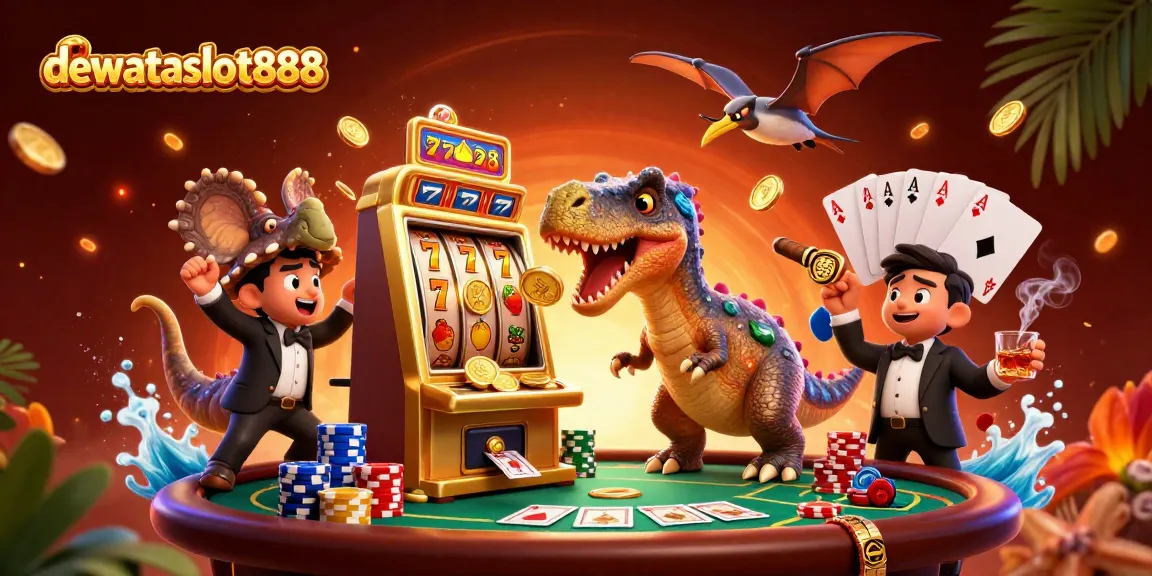 Menangkan jackpot di dewataslot888 dengan dinosaur 3D yang menyerang mesin slot emas!