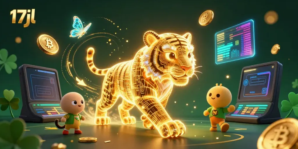 Experience thrilling action with 17jl in a vibrant digital casino landscape featuring a neon tiger.