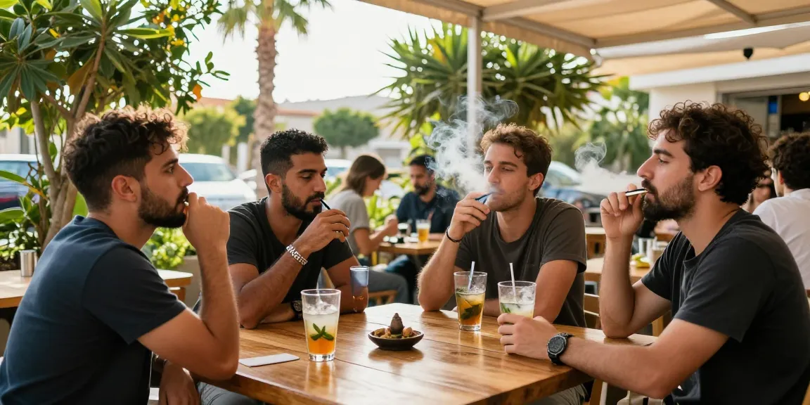 Is vaping legal in Cyprus, featuring a social gathering with CBD-infused drinks and vape devices, promoting responsible wellness.
