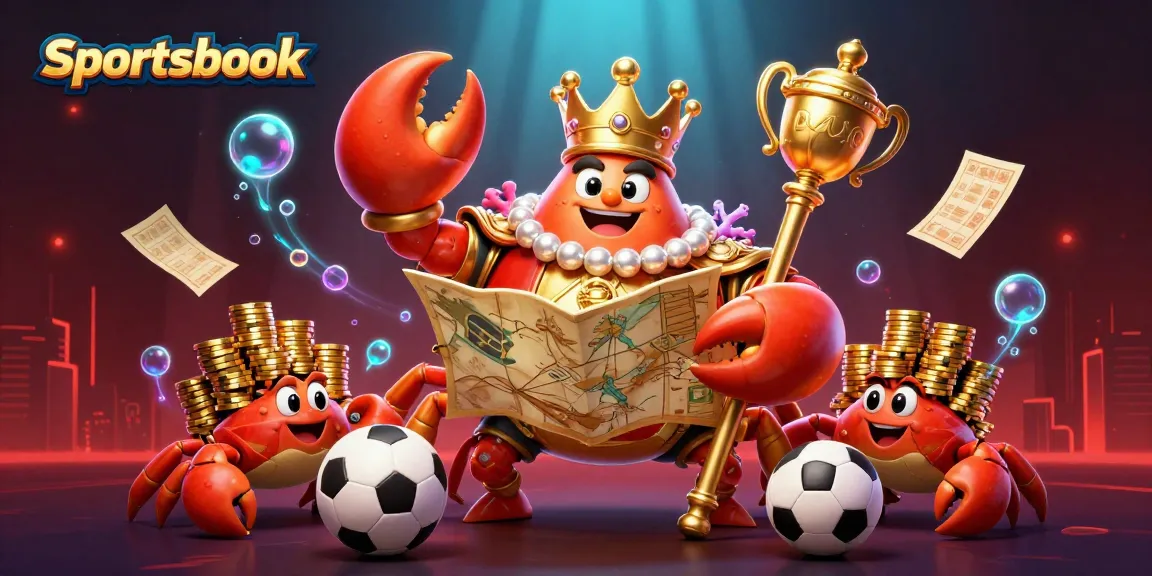 Menang dalam sportsbook dengan kekaisaran kepiting emas yang memegang trofi bet yang berkilau.