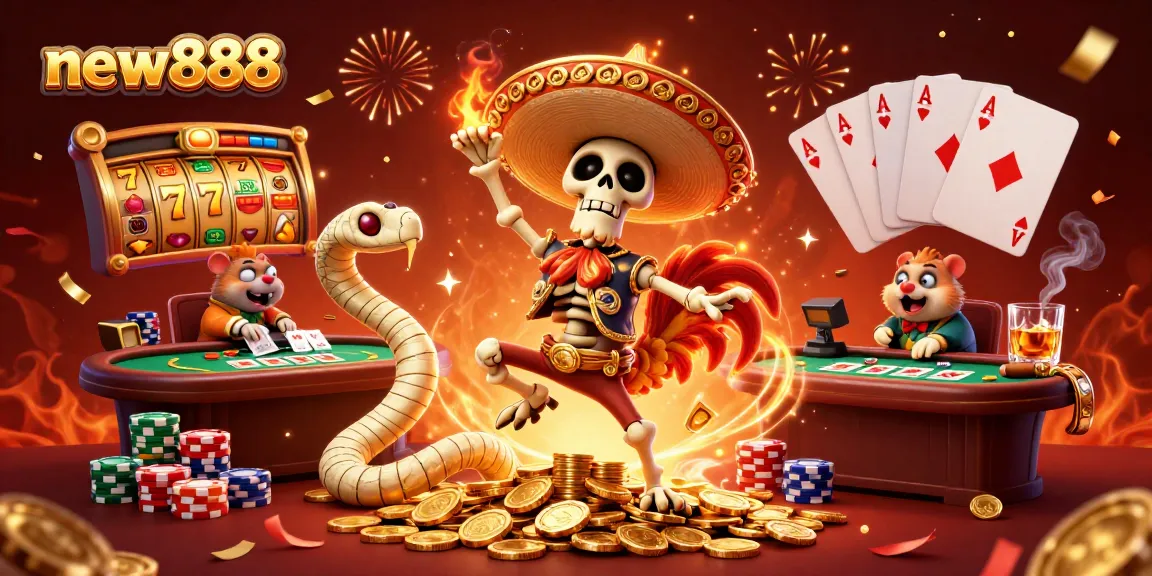 Experience the excitement of new888 slots with vibrant characters celebrating on golden coins.