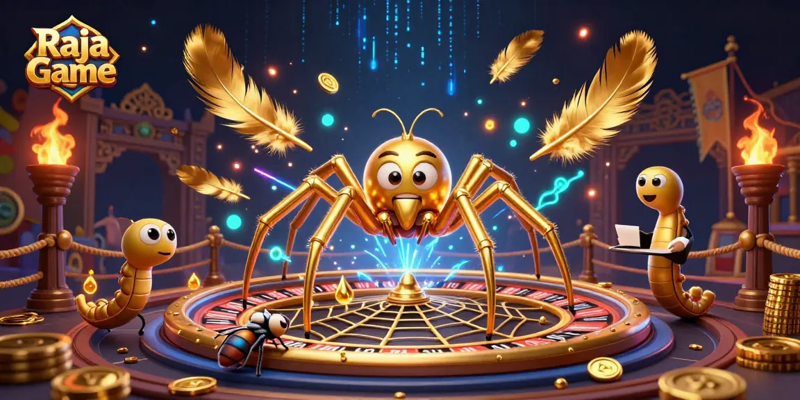 Experience the thrill of Raja Game with a golden spider and color prediction elements in an exciting 3D illustration