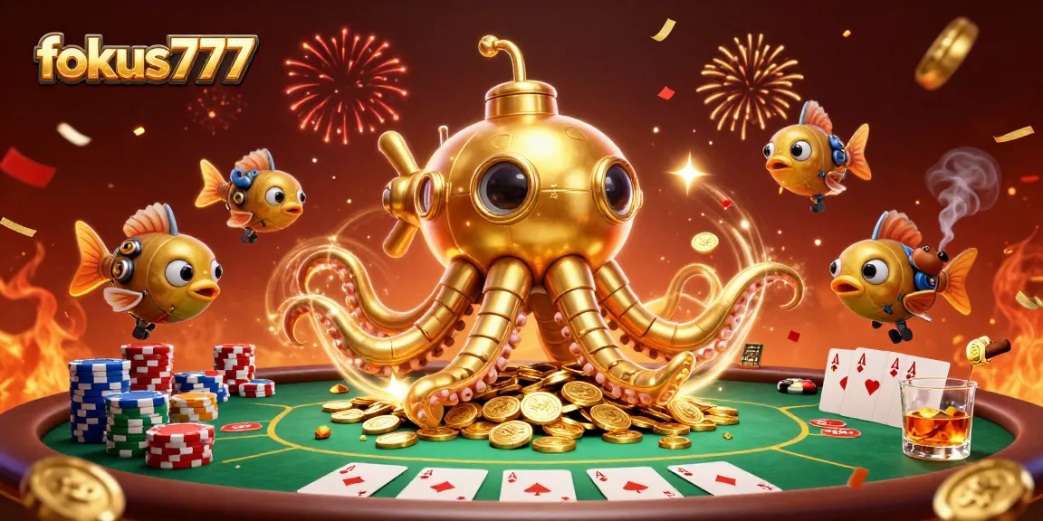 Experience thrills with fokus777 in a vibrant 3D casino scene full of excitement and energy.