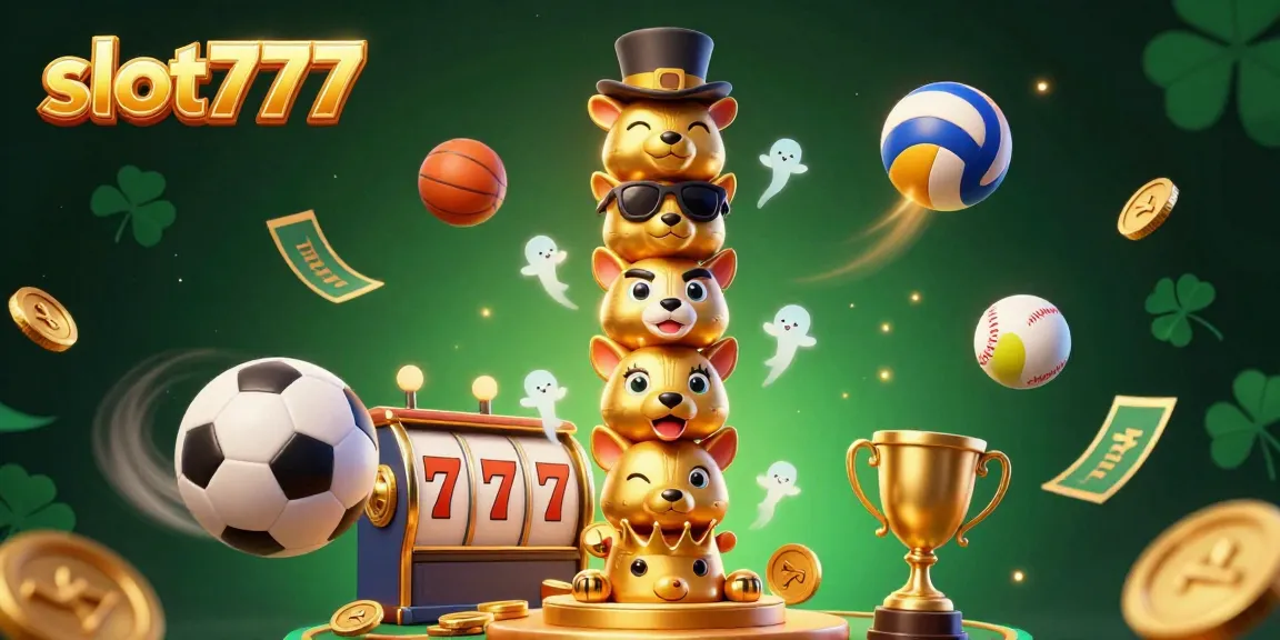 Experience thrilling wins at slot777 with a vibrant 3D casino scene full of dynamic elements.