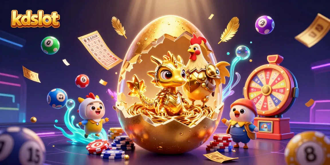 Experience kdslot excitement with a golden dragon guarding poker chips amidst vibrant gambling elements.