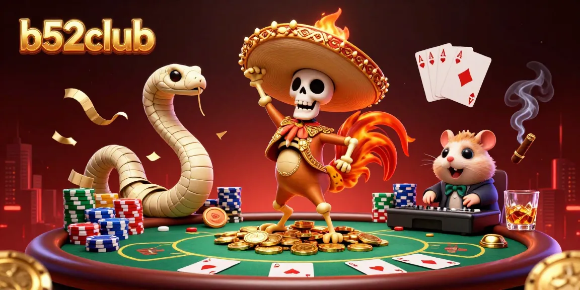 Experience thrilling winnings at b52club with vibrant casino characters and dynamic gaming elements.