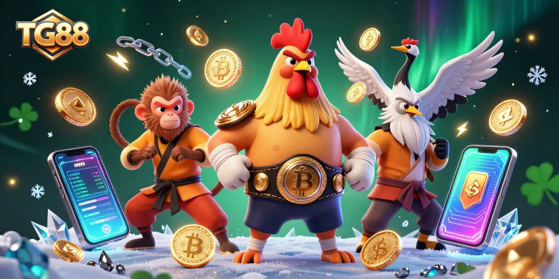 Engage with TG88’s thrilling crypto casino scene featuring iconic characters and vibrant game elements.