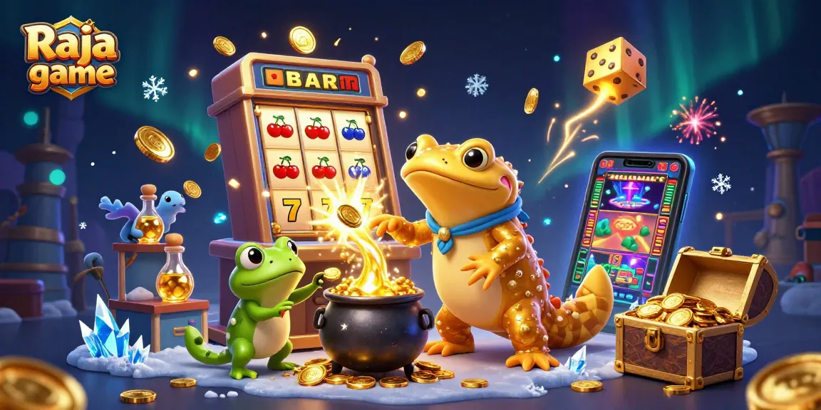 Play exciting Raja game with captivating characters and vibrant casino elements in a magical setting.