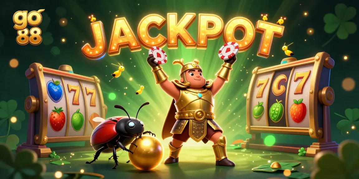 Experience the thrill of go 88 slots as cartoon warriors celebrate big wins in a vibrant casino scene.