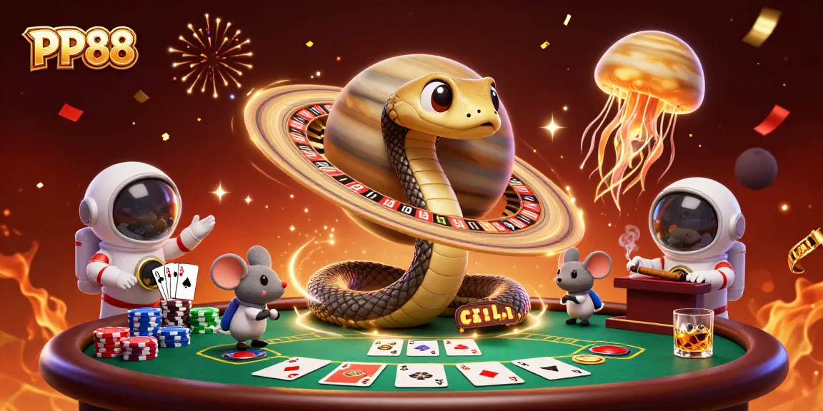 Experience thrilling online gaming with PP88 featuring a cosmic roulette scene.