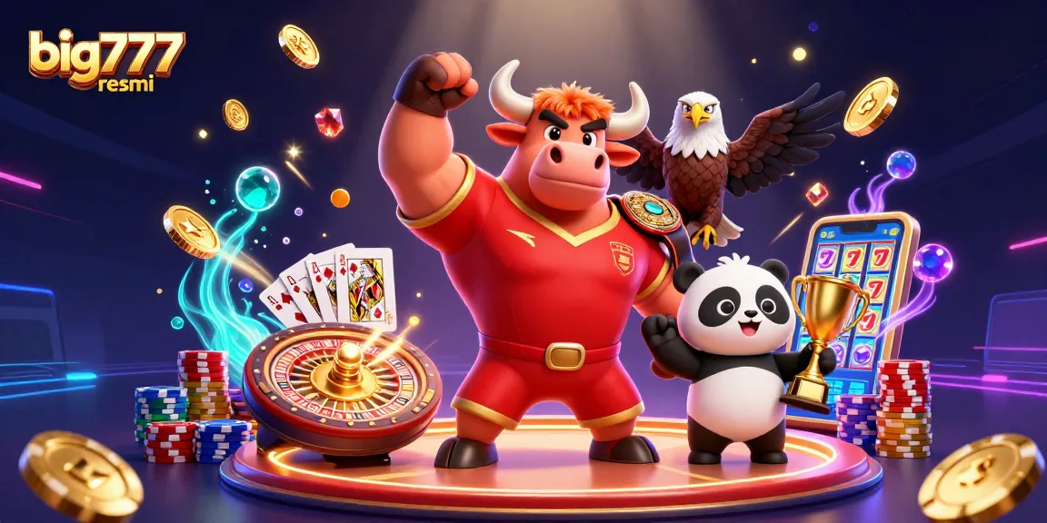 Experience big777 resmi with an exciting 3D casino illustration featuring animated characters and dynamic game elements.