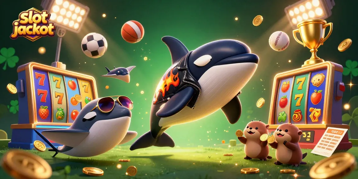Menangkan slot jackpot dengan karakter kartun orca yang keren dan slot berputar penuh warna.