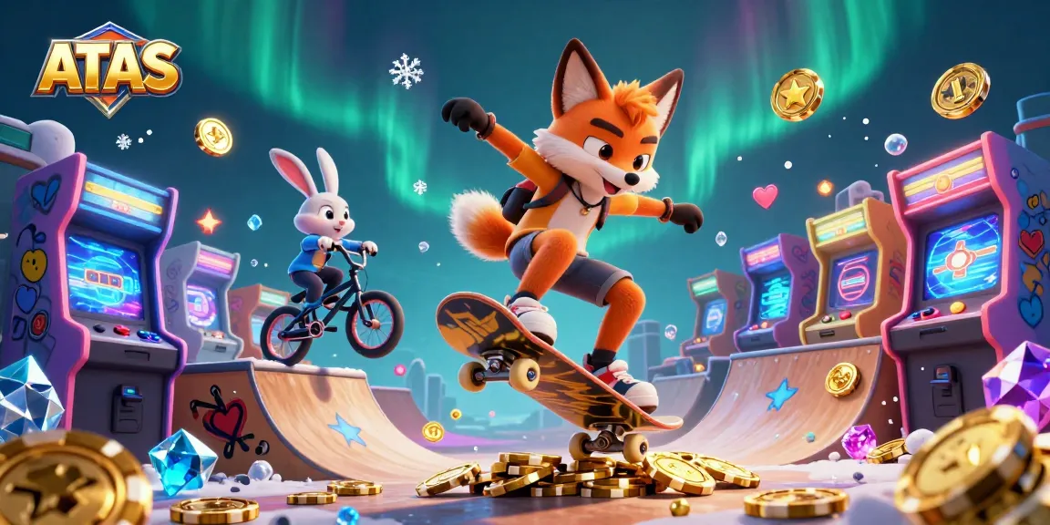 ATAS players engaging with dynamic casino-themed illustration featuring action-packed gaming elements.